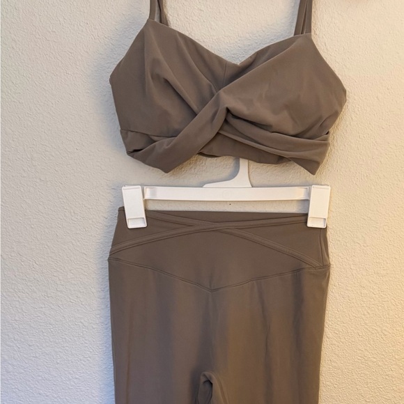 Buffbunny Collection Pants - BuffBunny Taupe Cross-Front Sports Bra & High-Waist Leggings Set